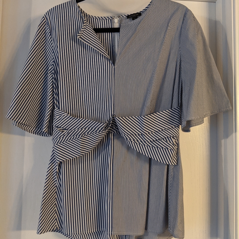 Ann Taylor Navy Striped Blouse